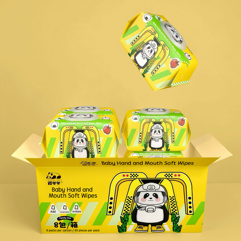 Grandpa Tan, 80 pieces of yellow astronaut, 8 packs of regular color box baby wipes